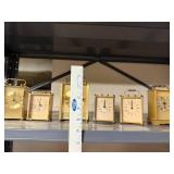 Set of 6 Vintage Brass Mantel Clocks with Roman Numerals