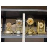 Collection of 4 Anniversary Mantel Clocks - Quartz Centurion, MYC, and Elgin