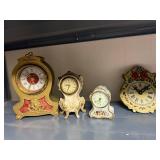 Set of 4 Vintage Decorative Mantel Clocks Assorted Styles
