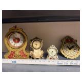 Set of 4 Vintage Decorative Mantel Clocks Assorted Styles
