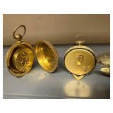 Set of 3 Vintage Brass and Metal Table Clocks Including Turtle Clock