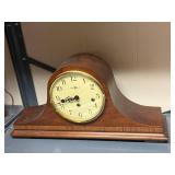 Set of 2 Vintage Wooden Mantel Clocks with Curved Design