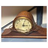 Set of 2 Vintage Wooden Mantel Clocks with Curved Design