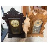 Pair of Antique Ornate Mantel Clocks Including Seth Thomas
