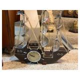 Vintage United Ship Wheel Nautical Clock with Metal Sails