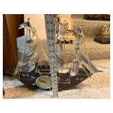 Vintage United Ship Wheel Nautical Clock with Metal Sails