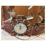 Vintage United Electric Ship Clock Wooden Model Nautical Decor