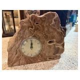 Vintage Agate Stone Table Clock with Swirled Pattern