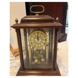 Mantel Clock with Glass Case and Brass Accents