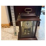 Mantel Clock with Glass Case and Brass Accents