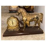 Vintage United Self Starting Electric Clock with Brass Horse Statue