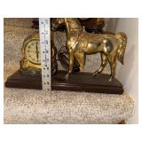 Vintage United Self Starting Electric Clock with Brass Horse Statue