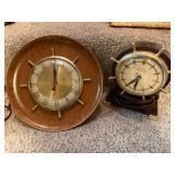 Pair of Vintage Ship Wheel Electric Clocks by United and Sessions