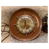 Pair of Vintage Ship Wheel Electric Clocks by United and Sessions
