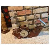 Vintage Ship Shaped Clock with Metal Sails