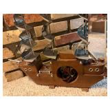 Vintage Ship Shaped Clock with Metal Sails