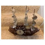 Vintage United Clock Corp Ship Clock Nautical Mantel Art Deco