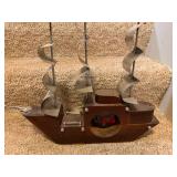 Vintage United Clock Corp Ship Clock Nautical Mantel Art Deco