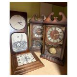 Set of 4 Vintage Wooden Wall Clocks Including Sehwa and Wangja