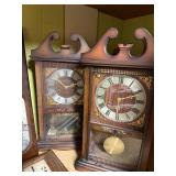 Set of 4 Vintage Wooden Wall Clocks Including Sehwa and Wangja