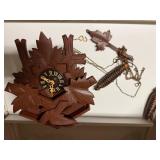 Vintage Style Cuckoo Clock with Pinecone Weights and Leaf Motif