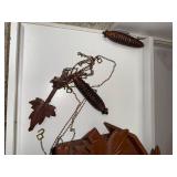 Vintage Style Cuckoo Clock with Pinecone Weights and Leaf Motif