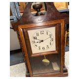 Vintage Wooden Pendulum Wall Clock with Glass Front