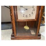 Vintage Wooden Pendulum Wall Clock with Glass Front