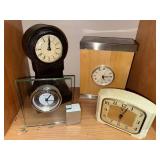 Collection of 4 Vintage Desk and Mantel Clocks Assorted Styles