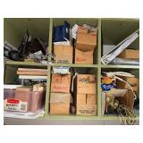 Assorted Hardware and Workshop Supplies in Storage Cubby