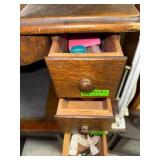 Vintage Wooden Desk with Organizer Hutch and Assorted Tools and Supplies