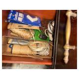 Vintage Wooden Desk with Organizer Hutch and Assorted Tools and Supplies