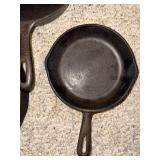 Set of 3 Vintage Cast Iron Skillets - Wagners and 6.5 Inch Taiwan