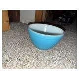 Vintage Blue Mixing Bowl with White Interior