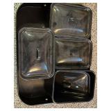 Vintage Metal Divided Serving Tray with 4 Covered Compartments