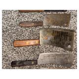 Collection of 7 Vintage Meat Cleavers with Wooden Handles