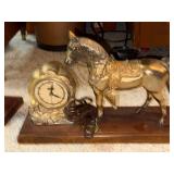 Vintage United Electric Horse Clock on Wood Base