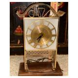 Vintage Mid-Century Electric Table Clock with Brass Accents
