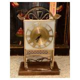 Vintage Mid-Century Electric Table Clock with Brass Accents