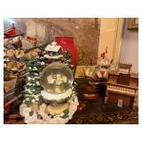 Collection of Decorative Ship Models, Snow Globe, and Miniature Piano