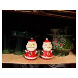 Holiday Dinnerware and Glassware Collection with Santa Shakers