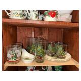 Holiday Dinnerware and Glassware Collection with Santa Shakers