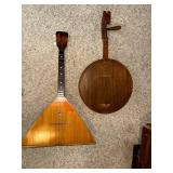 Pair of Vintage String Instruments - Balalaika and Wooden Lute