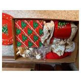 Large Collection of Red Christmas Dinnerware and Drinkware with Holiday Designs