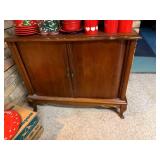 Wooden Two-Door Vintage Cabinet with Curved Legs