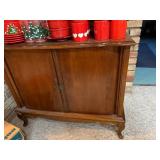 Wooden Two-Door Vintage Cabinet with Curved Legs