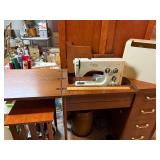 Viking Husqvarna Sewing Machine with Wood Cabinet and Accessories