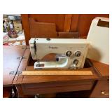 Viking Husqvarna Sewing Machine with Wood Cabinet and Accessories