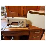 Viking Husqvarna Sewing Machine with Wood Cabinet and Accessories