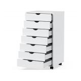 7-Drawer Chest File Cabinet, Wood Dresser Chest Mobile Office Storage Cabinets with Wheels